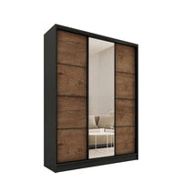 LOFT with Mirror - 3 Sliding Doors Wardrobe With Drawers Shelves 2 Rail Various Colour 150 cm