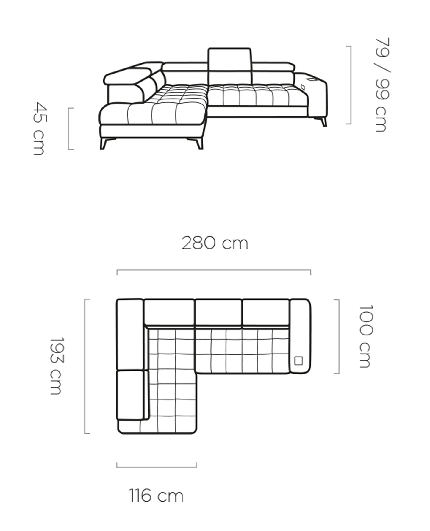 Astona - L-Shape Corner Sofa Bed with Sleeping Function Storage Various Colour > Width 280 cm <
