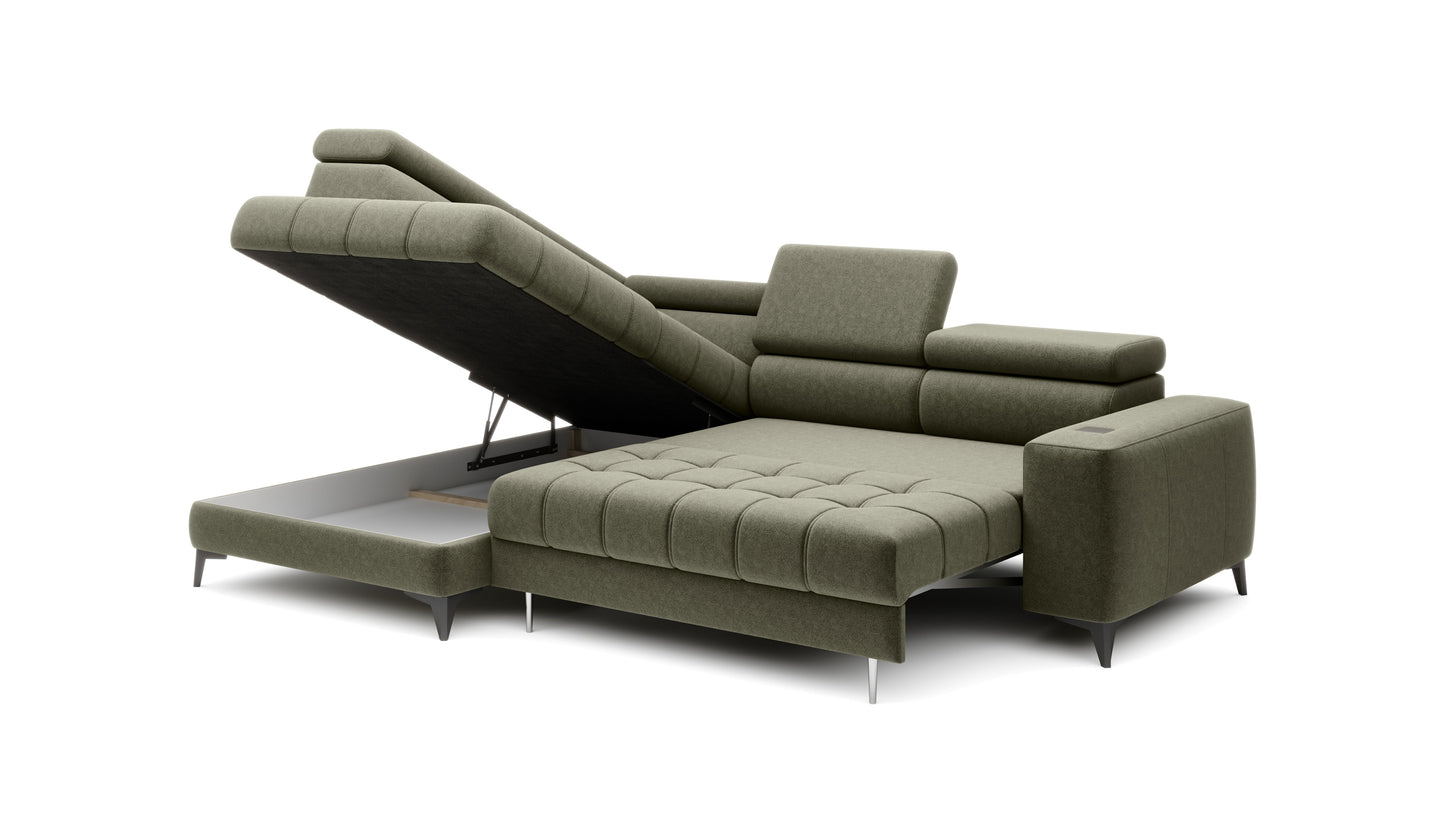 Astona - L-Shape Corner Sofa Bed with Sleeping Function Storage Various Colour > Width 280 cm <