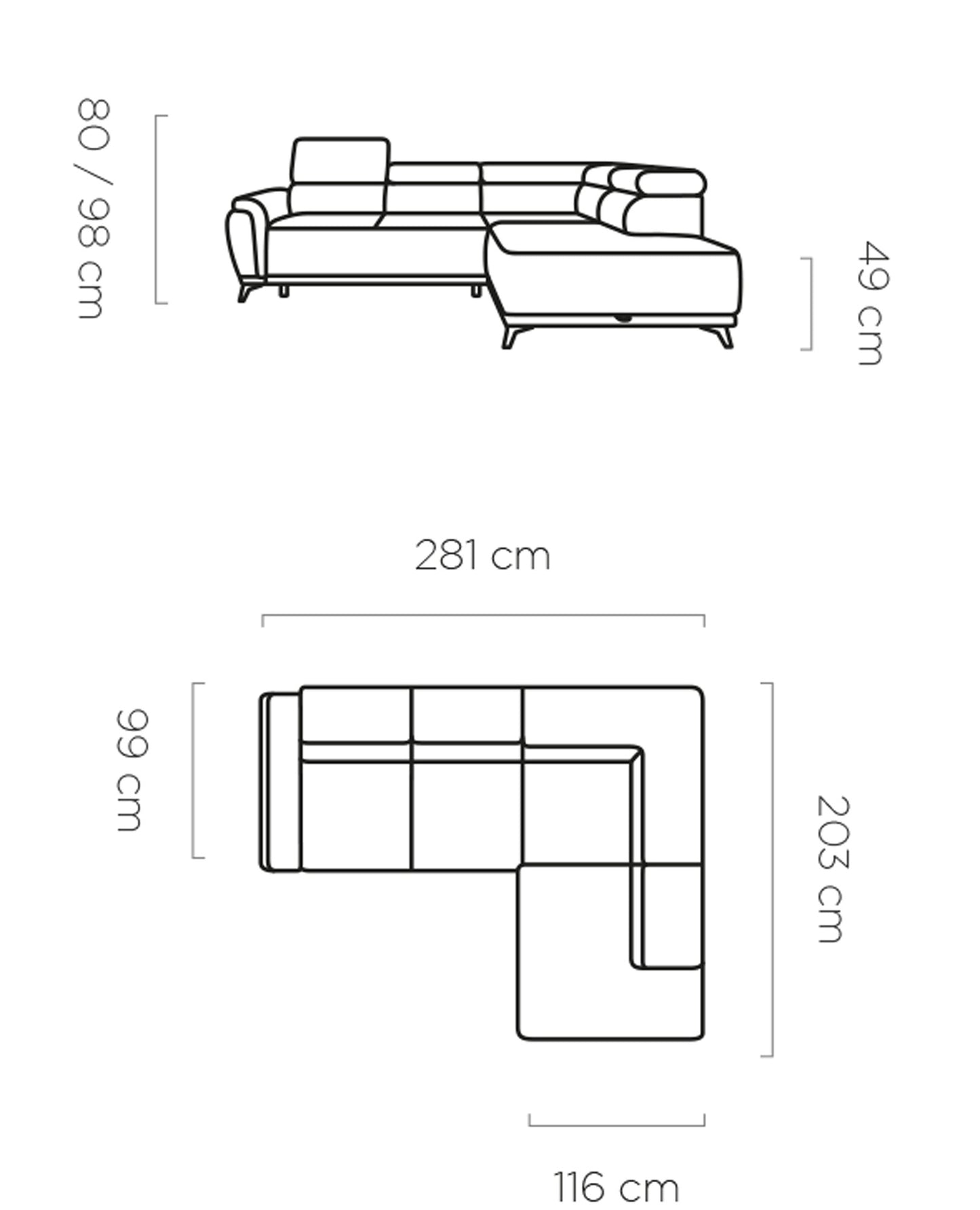 Atlantis Austin - L-Shape Corner Sofa Bed with Sleeping Function Storage Many colours > Width 281 cm <