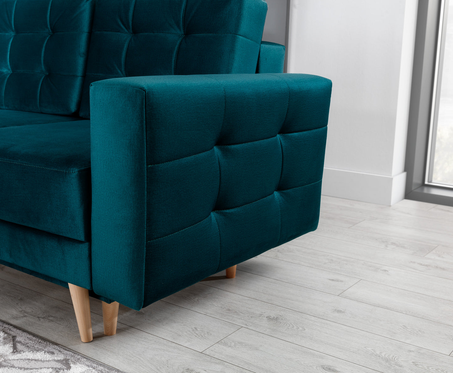 ASGARD - Sofa Bed with Sleeping Function Storage Fabric Many Colours > Width 233 cm <