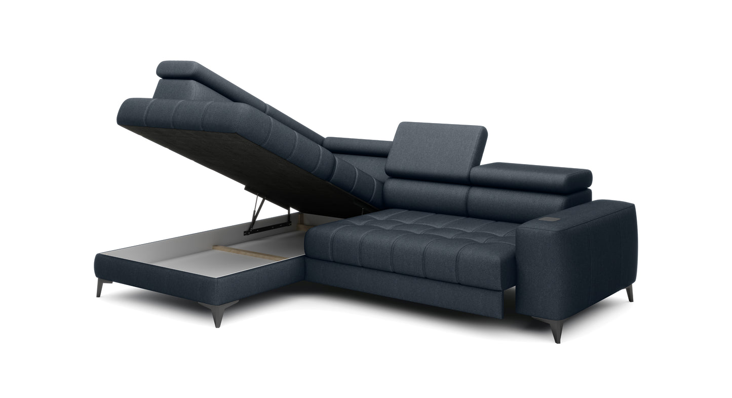 Bardo - L-Shape Corner Sofa Storage For Bedding Various Colour > Width 280 cm <
