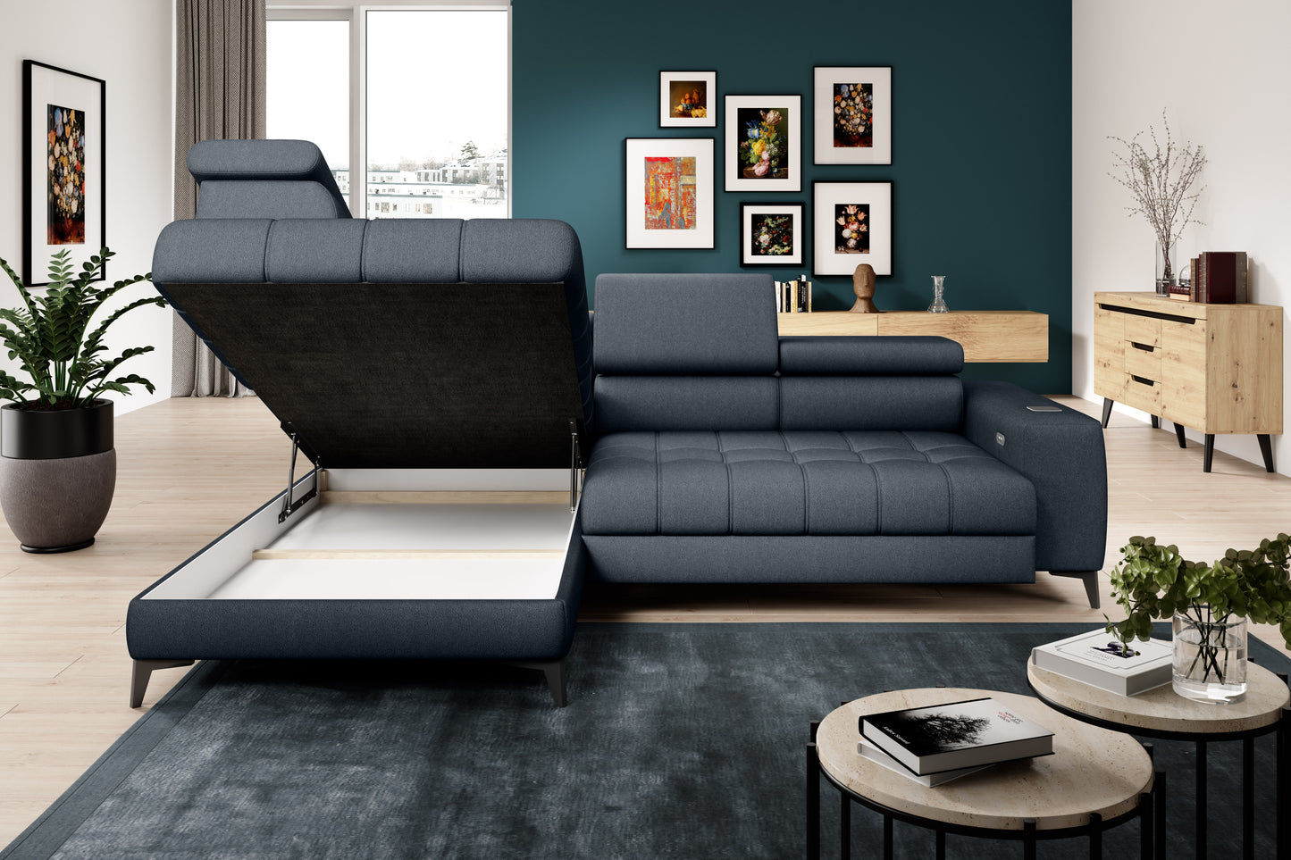 Bardo - L-Shape Corner Sofa Storage For Bedding Various Colour > Width 280 cm <