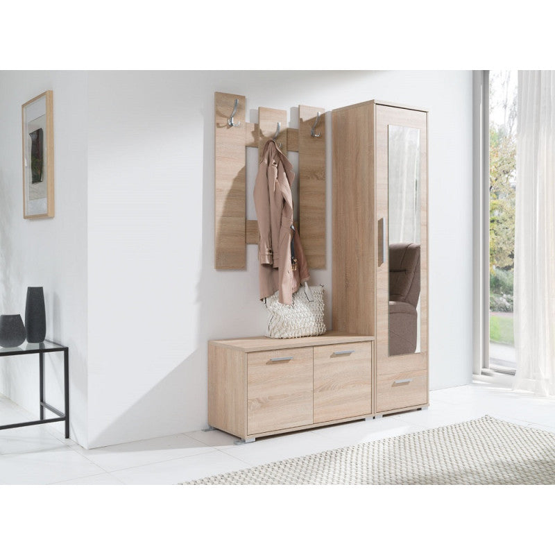 HNT hall set - Wardrobe Triple Hanger Lower Cabinet with Door Sonoma Oak 133x193 cm