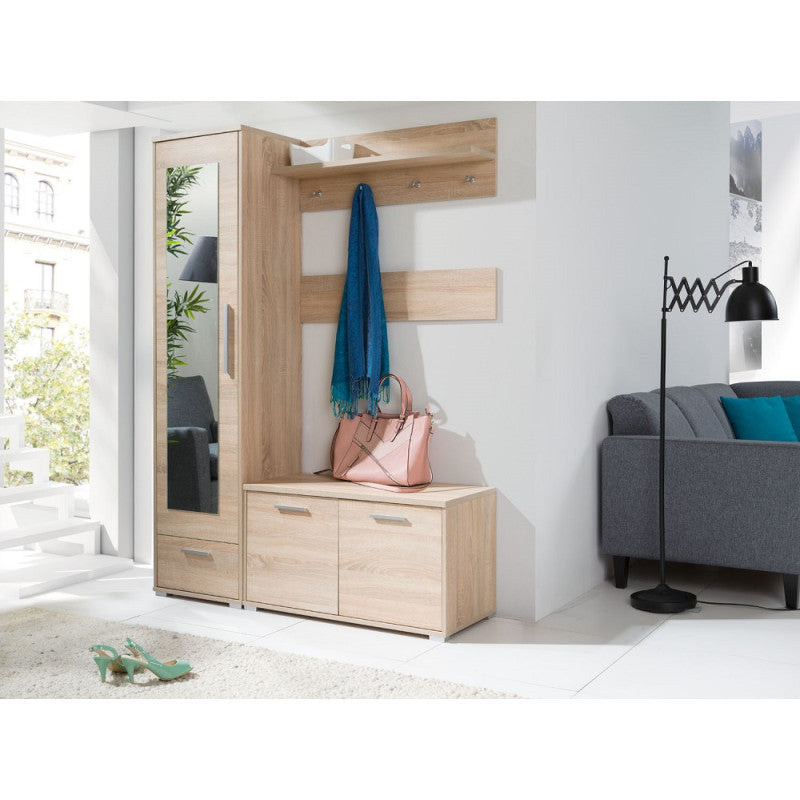 HNT hall set - Wardrobe Triple Hanger Lower Cabinet with Door Sonoma Oak 133x193 cm