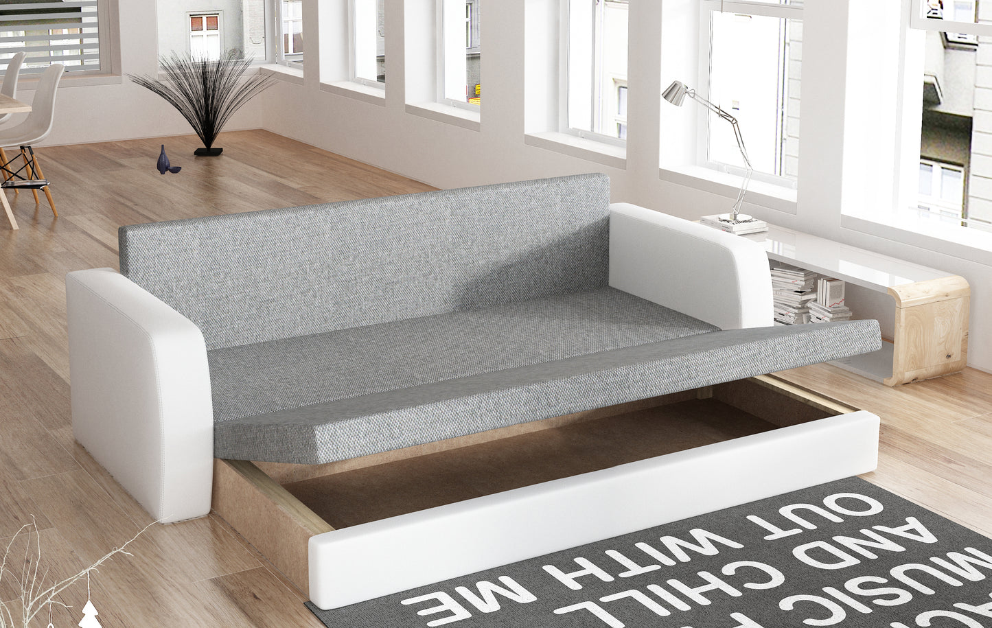 Inversa - Fold-out Sofa Bed with Storage, Various Colours >220x83cm<