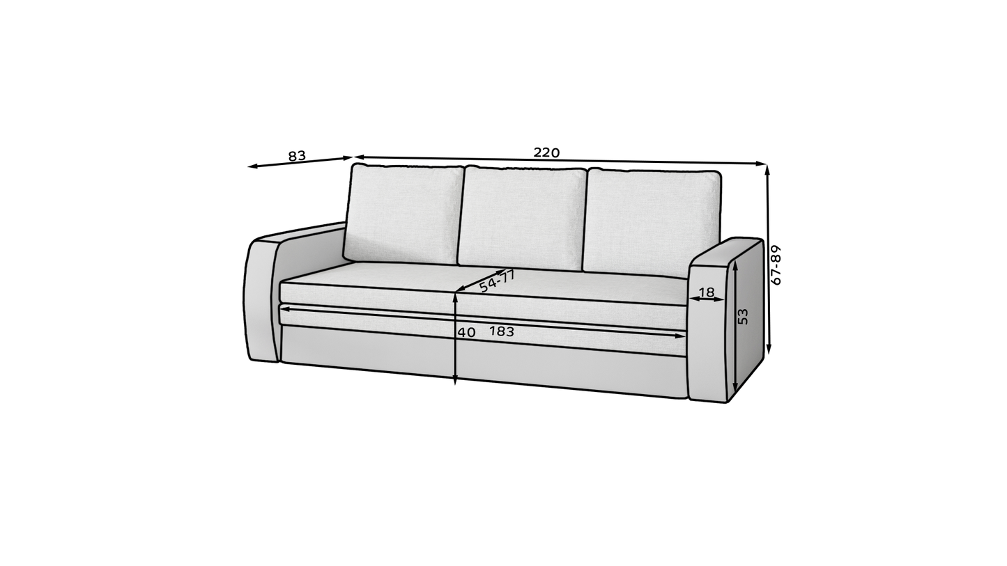 Inversa - Fold-out Sofa Bed with Storage, Various Colours >220x83cm<