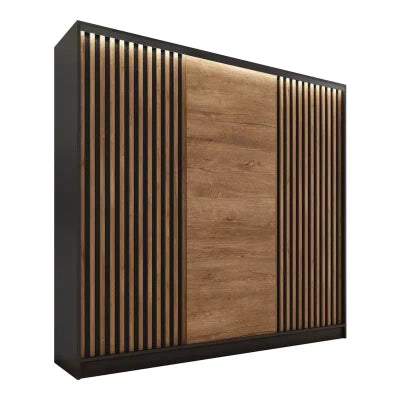 Tanyaro - 3 Sliding Doors Wardrobe With Drawers Shelves 2 Rail Various Colour 200 cm
