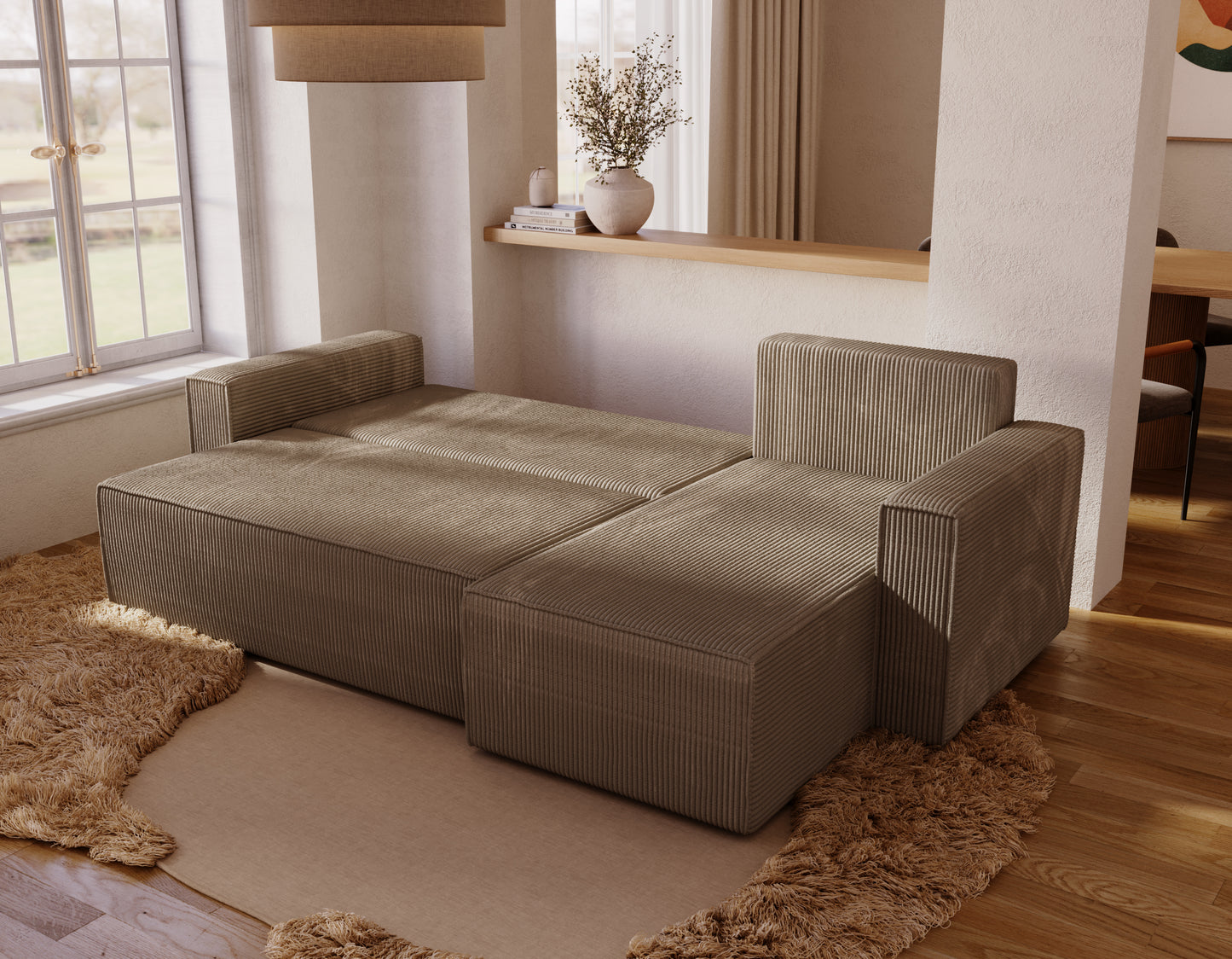 ALEXANDRA - Corner Sofa Bed with Sleeping Function > 230cm <