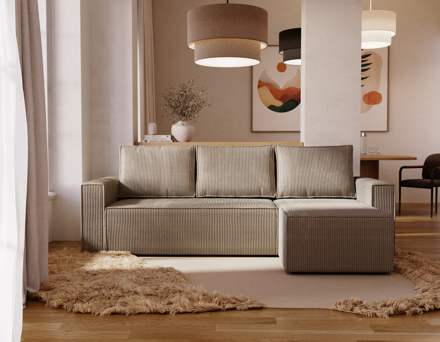 ALEXANDRA - Corner Sofa Bed with Sleeping Function > 230cm <