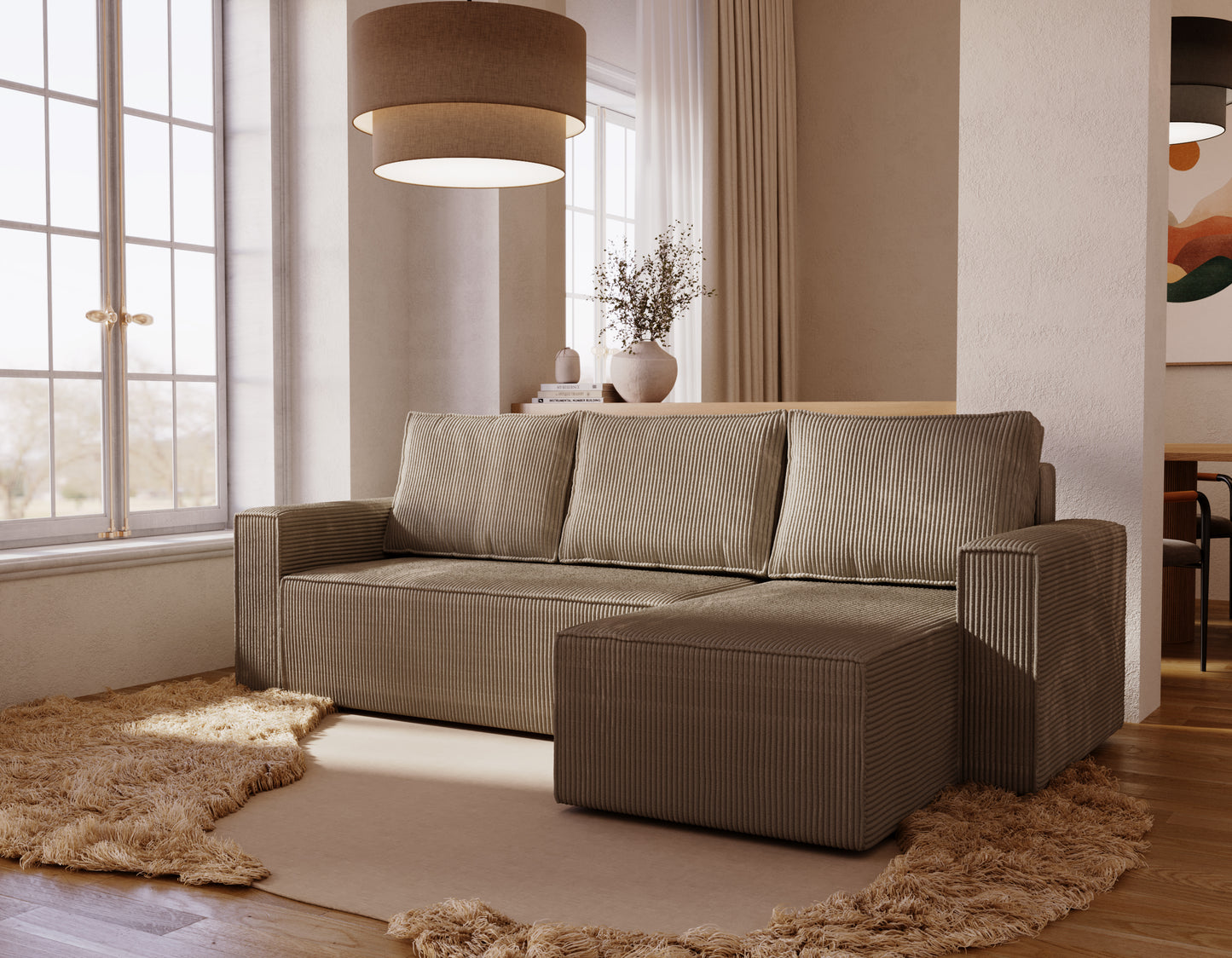 ALEXANDRA - Corner Sofa Bed with Sleeping Function > 230cm <