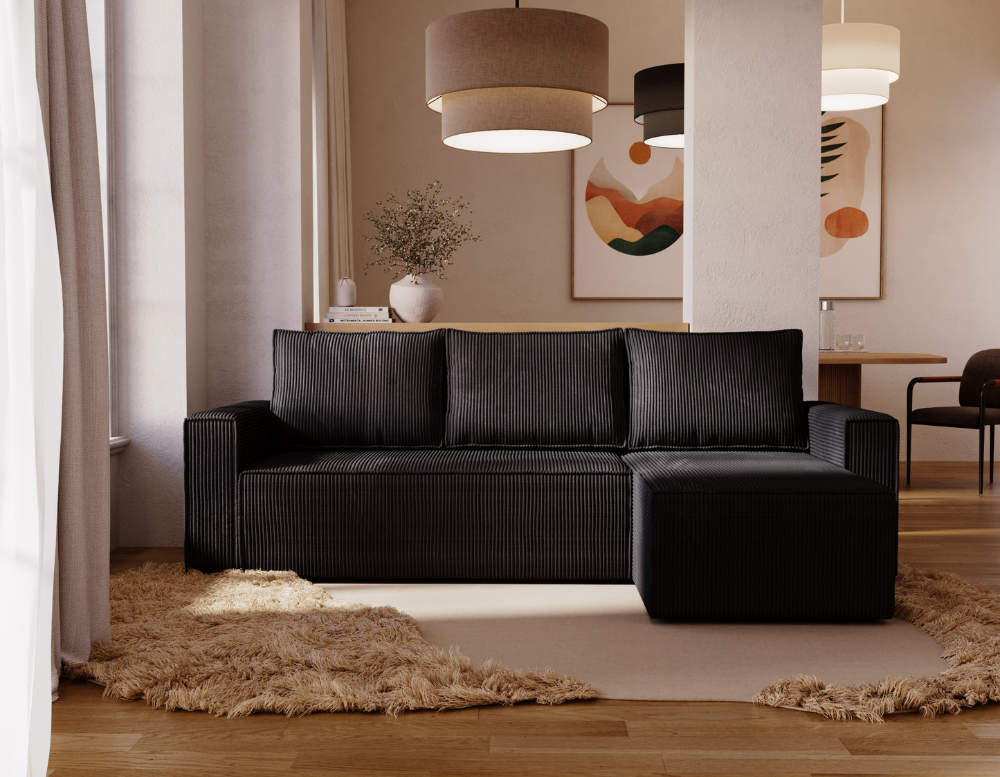 ALEXANDRA - Corner Sofa Bed with Sleeping Function > 230cm <