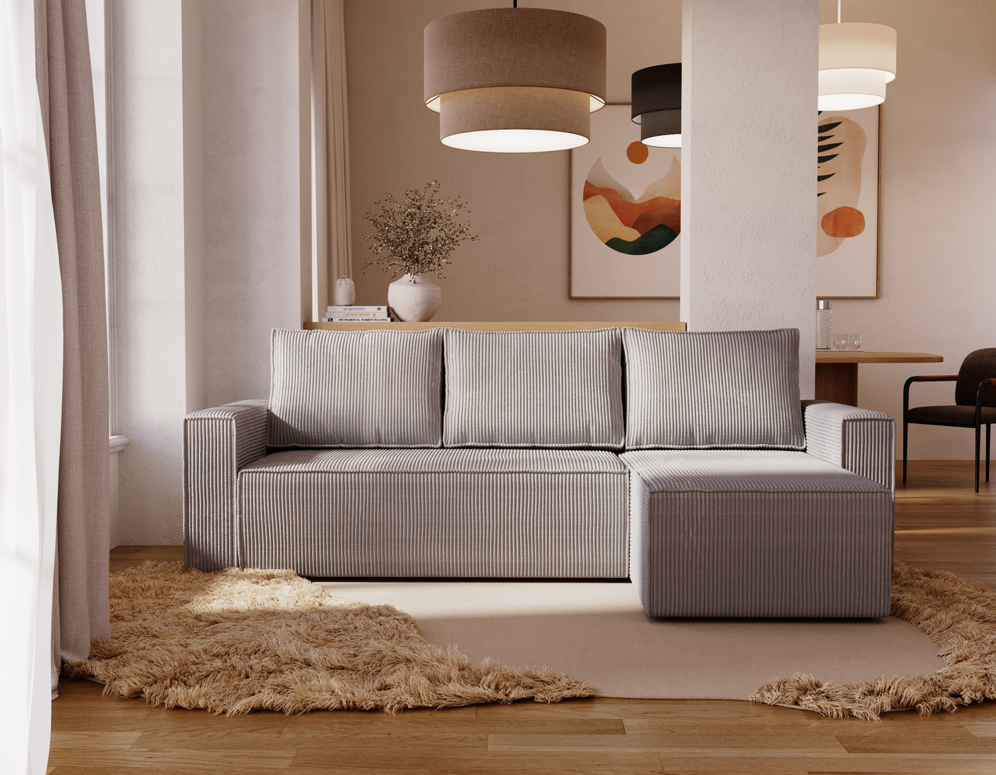 ALEXANDRA - Corner Sofa Bed with Sleeping Function > 230cm <