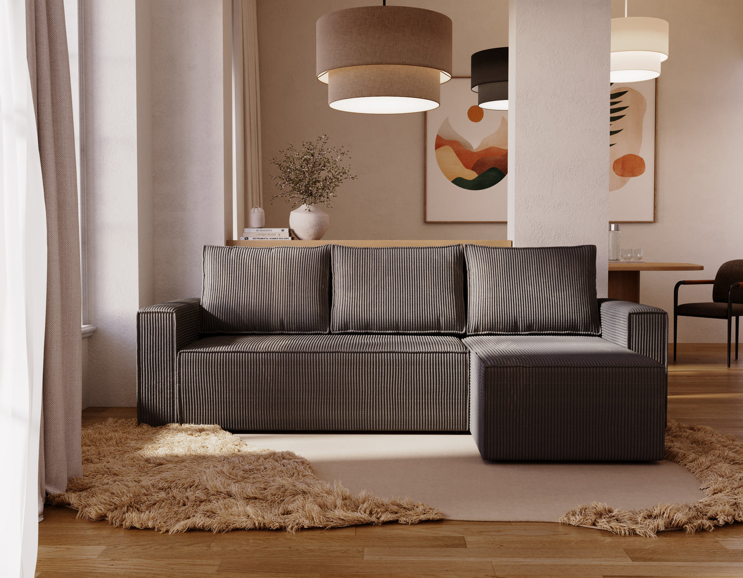 ALEXANDRA - Corner Sofa Bed with Sleeping Function > 230cm <