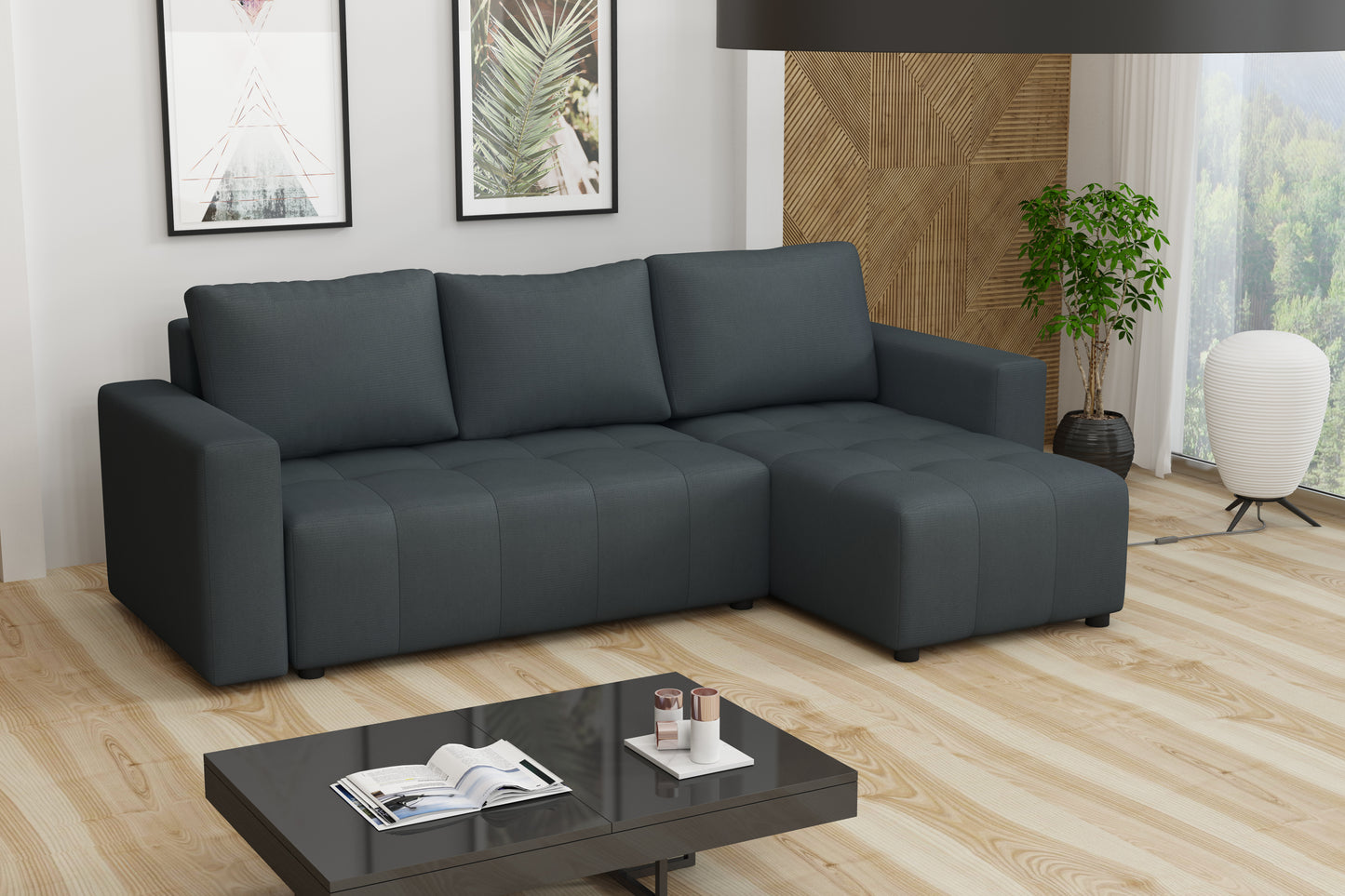 PRIMUSO Corner Sofa Bed with sleeping function > 231cm <