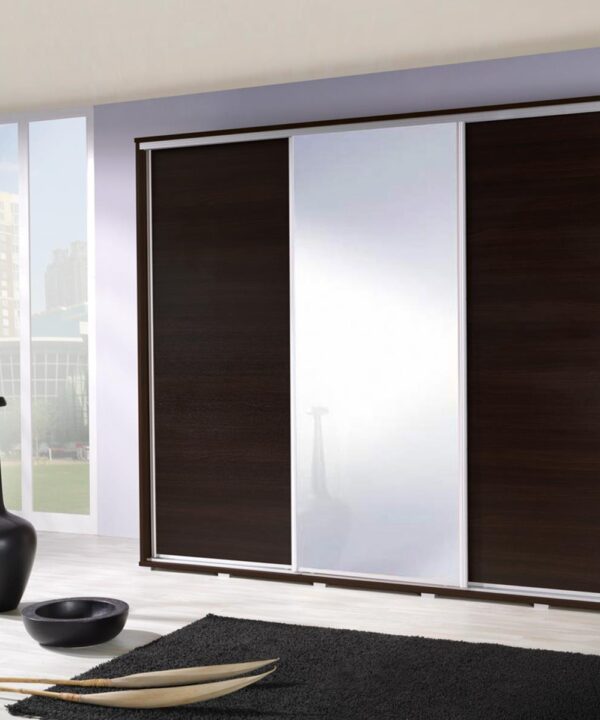 Penelope 255 - 3 sliding Doors Wardrobe With Shelves 2 Rail Mirror Various Colour width 255 cm