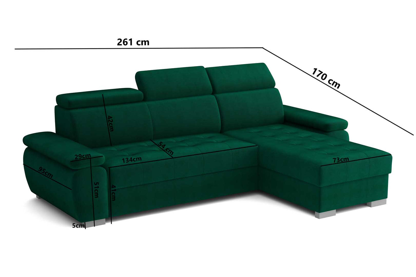SANTINO Corner Sofa Bed with sleeping function > 261cm <