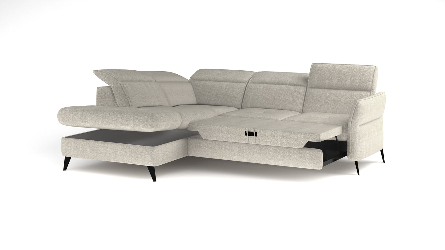 Apuria - L-Shape Corner Sofa Bed with Sleeping Function Storage Various Colour > Width 260 cm <