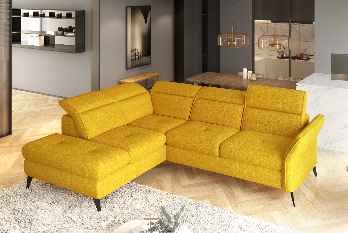 Apuria - L-Shape Corner Sofa Bed with Sleeping Function Storage Various Colour > Width 260 cm <