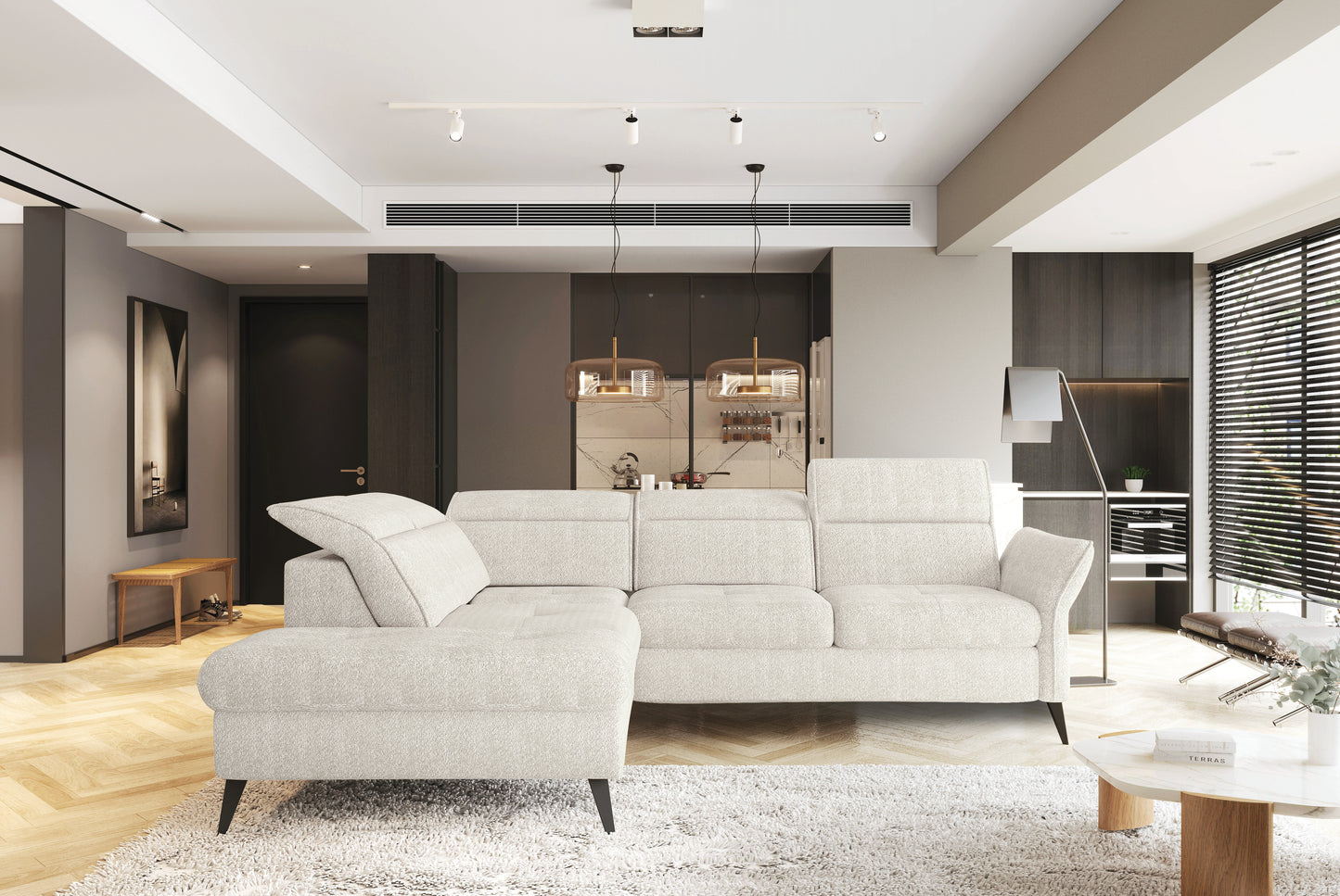 Apuria - L-Shape Corner Sofa Bed with Sleeping Function Storage Various Colour > Width 260 cm <