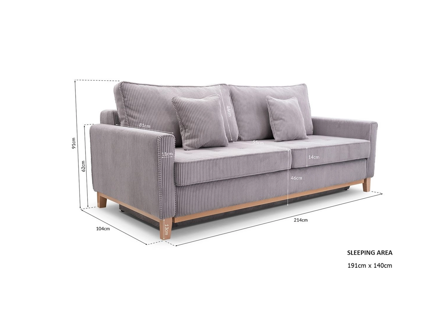 ARES - Sofa Bed with Storage in Bottle Green, Very Comfortable - FAST DELIVERY >214 cmx104cm<