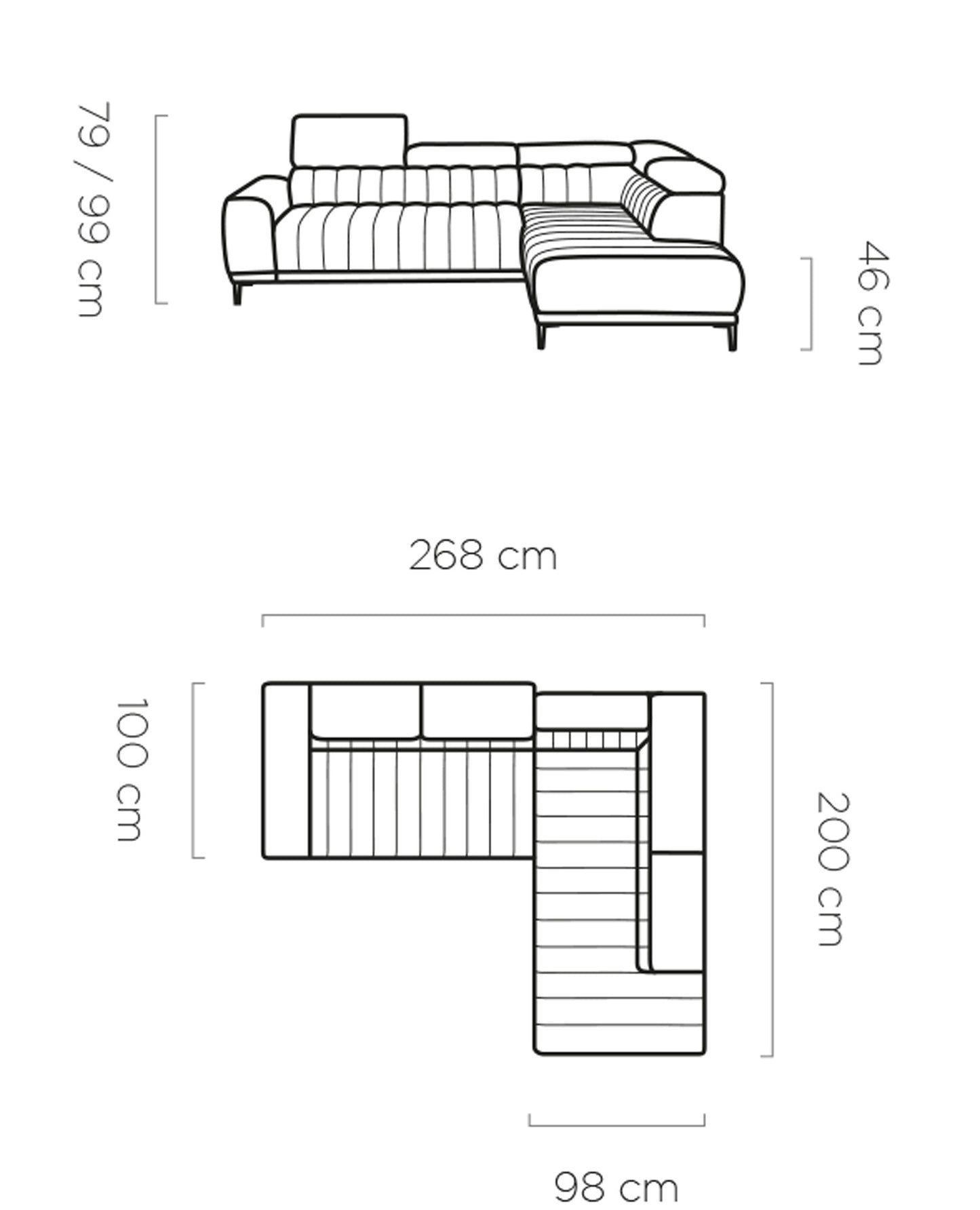 Caldese - L-Shape Corner Sofa Bed with Sleeping Function Storage Various Colour > Width 268 cm <