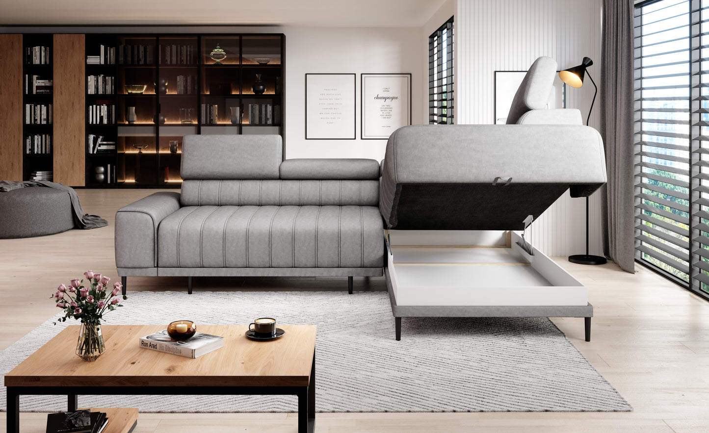 Caldese - L-Shape Corner Sofa Bed with Sleeping Function Storage Various Colour > Width 268 cm <