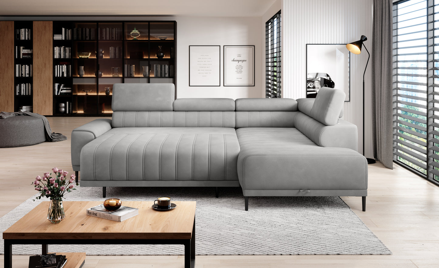 Caldese - L-Shape Corner Sofa Bed with Sleeping Function Storage Various Colour > Width 268 cm <