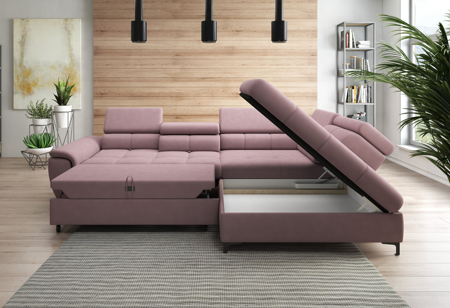 Deliso - L-Shape Corner Sofa Bed with Sleeping Function Storage Various Colour > Width 290 cm <