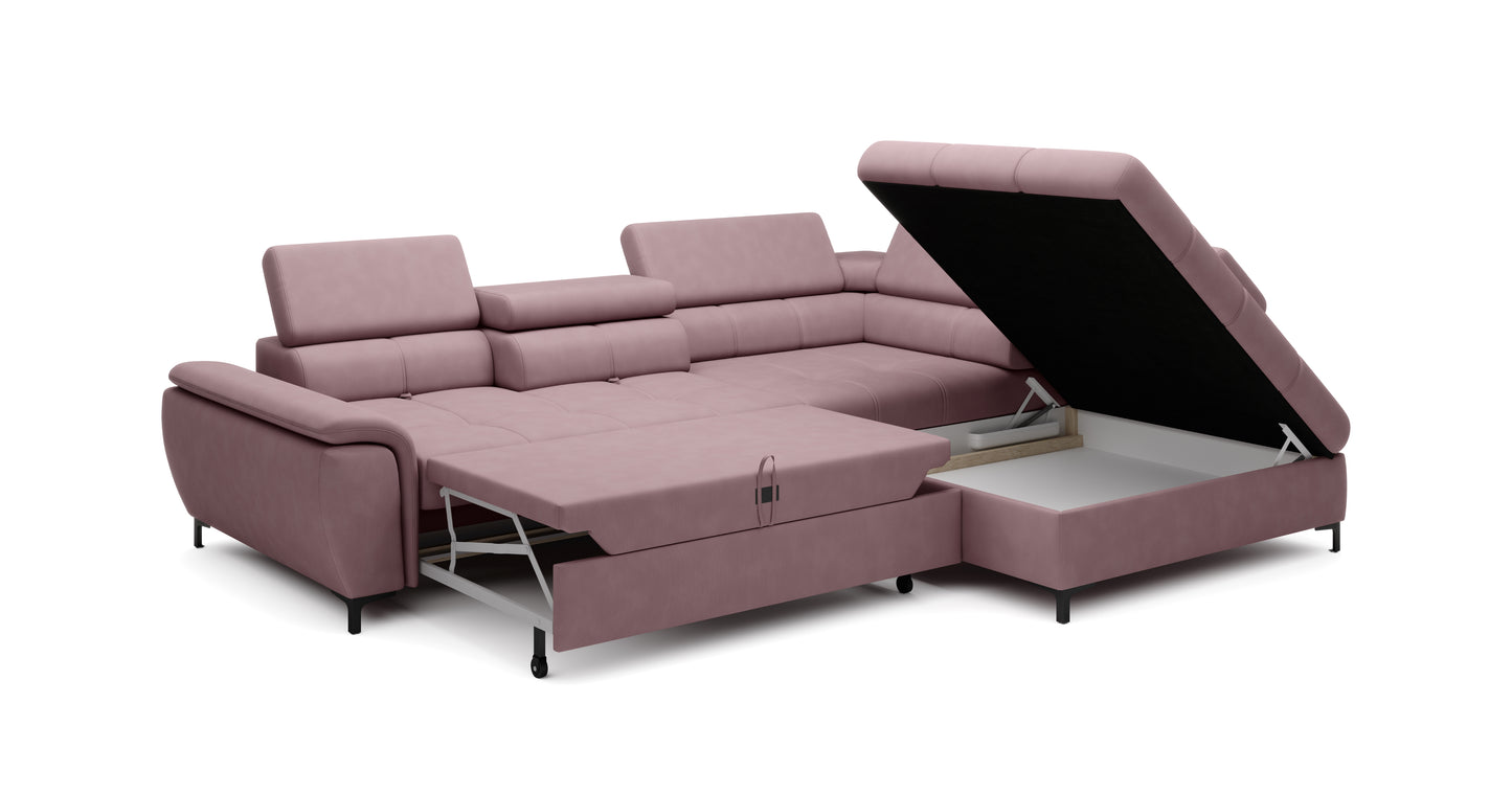Deliso - L-Shape Corner Sofa Bed with Sleeping Function Storage Various Colour > Width 290 cm <