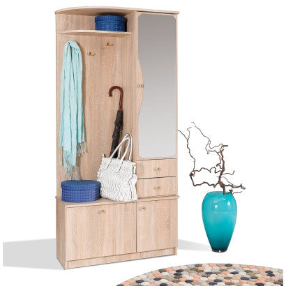 MUXE - Wardrobe for the Hall with Mirror Drawers Cabinet and a Hanger 90x195 cm