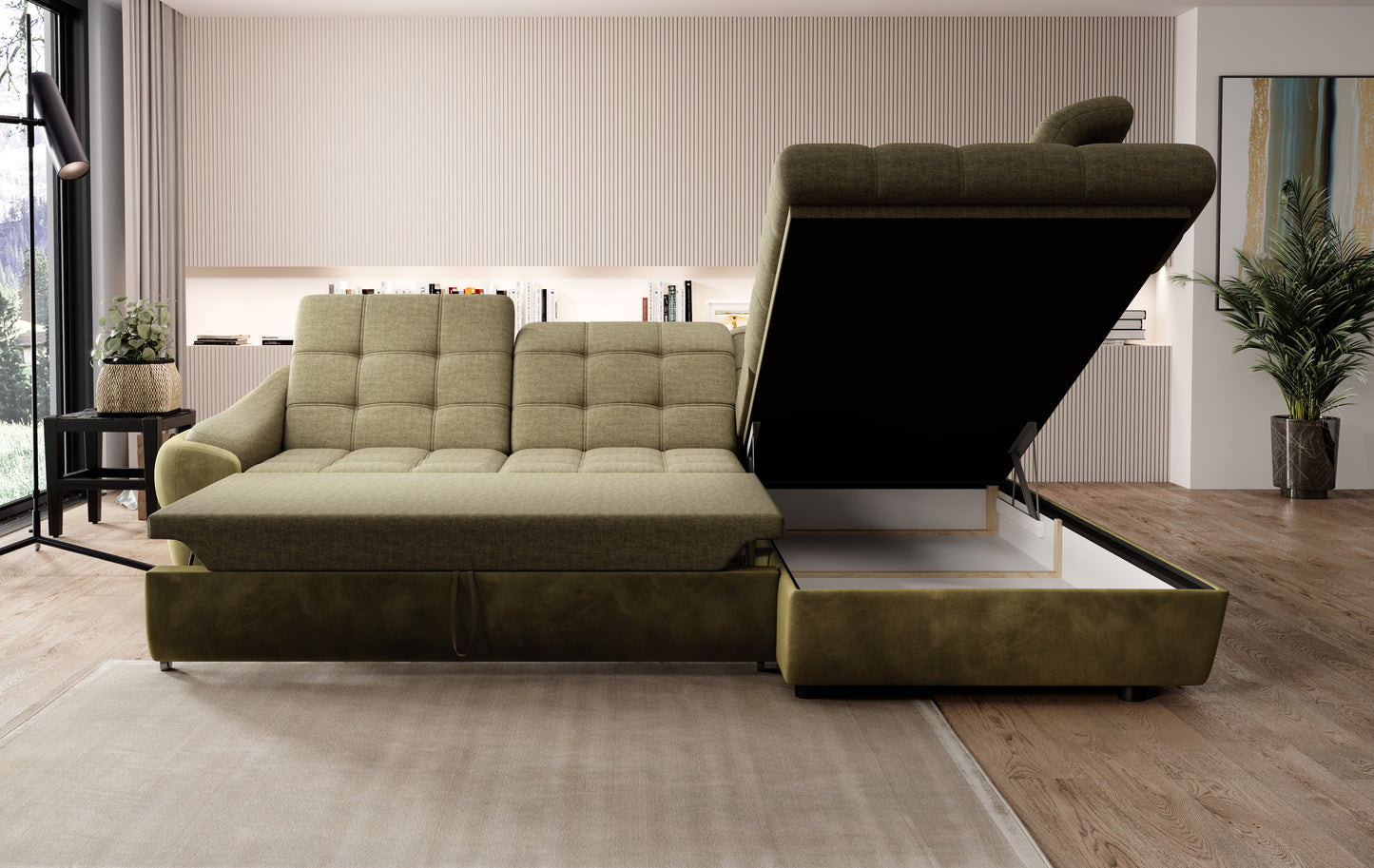 Idylla - L-Shape Corner Sofa Bed with Sleeping Function Storage Various Colour > Width 280 cm <