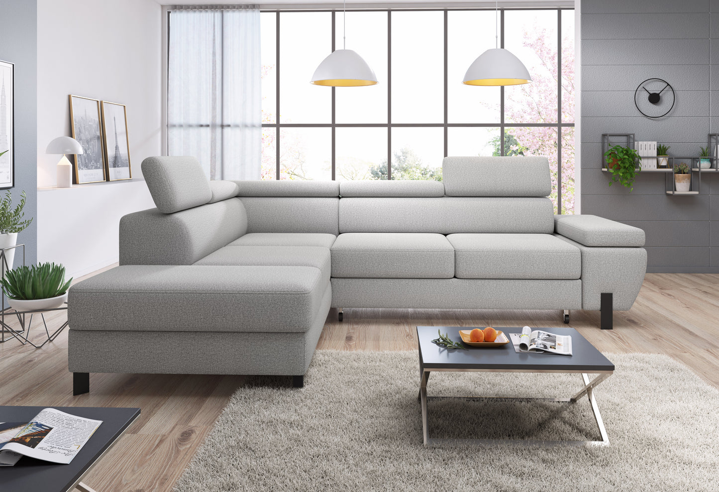 Marina - L-Shape Corner Sofa Bed with Sleeping Function Storage Various Colour > Width 263 cm <