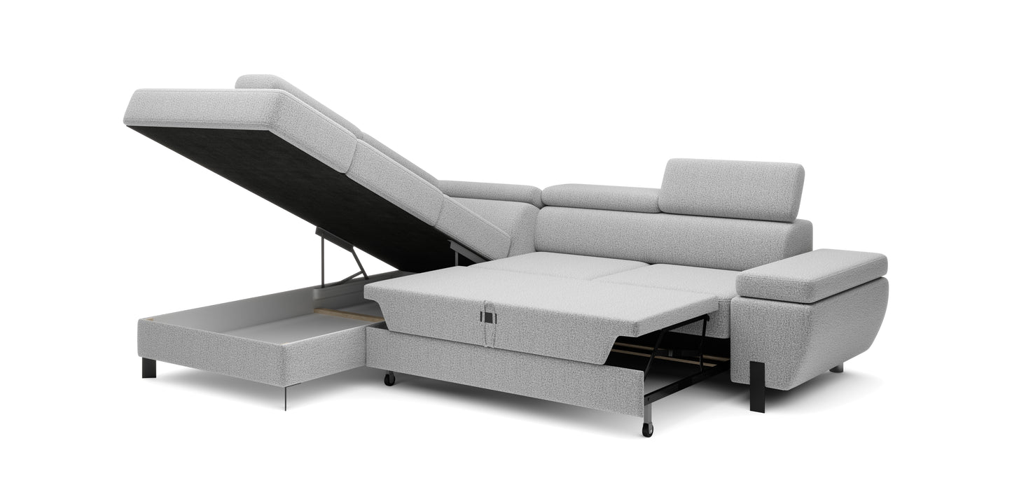 Marina - L-Shape Corner Sofa Bed with Sleeping Function Storage Various Colour > Width 263 cm <