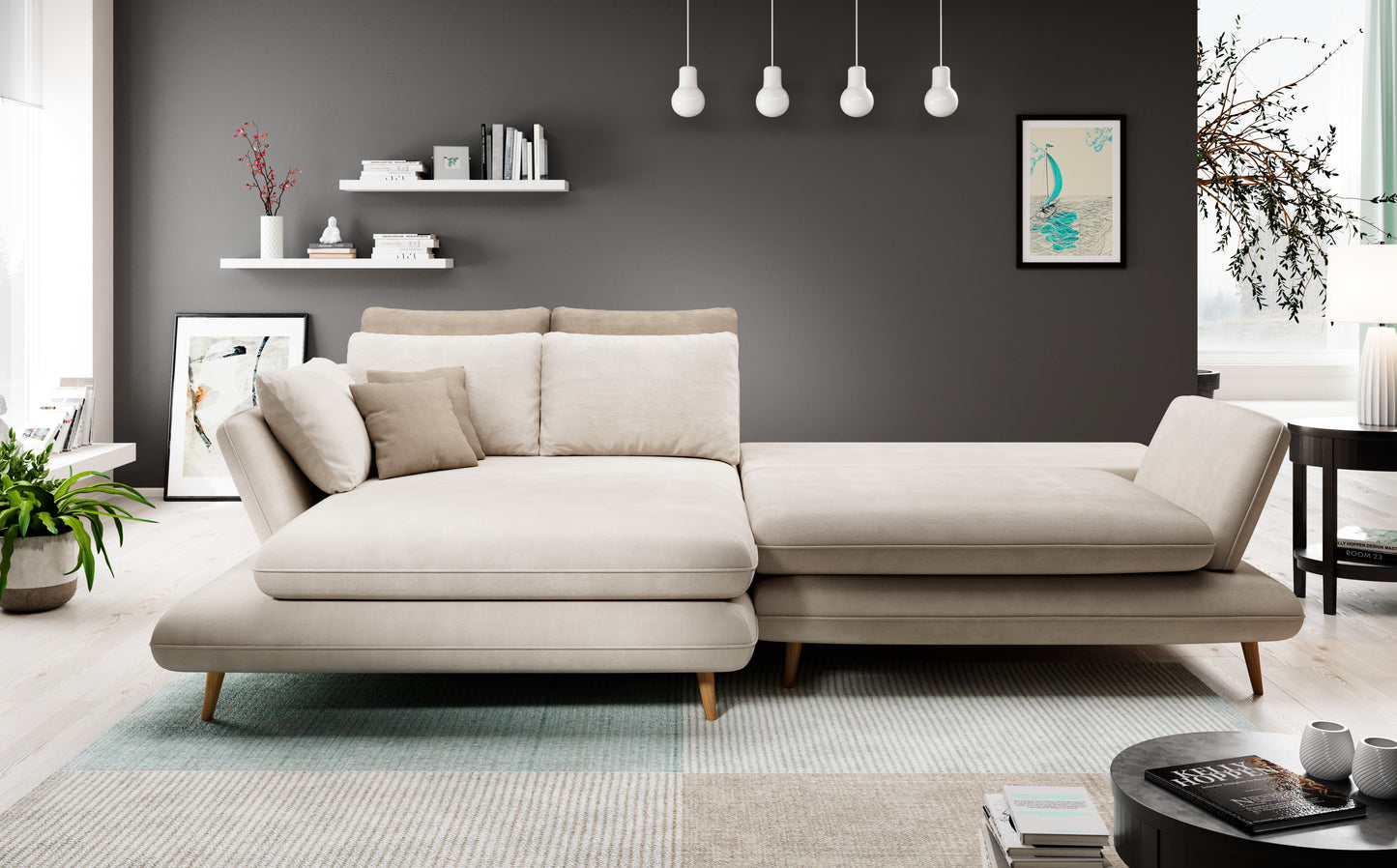 Montes - L-Shape Corner Sofa Bed with Sleeping Function Storage Various Colour > Width 283 cm <