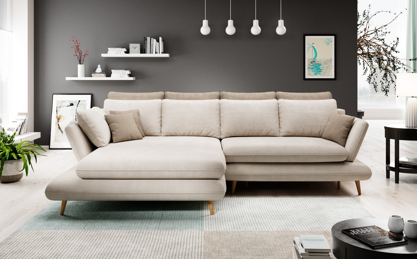 Montes - L-Shape Corner Sofa Bed with Sleeping Function Storage Various Colour > Width 283 cm <