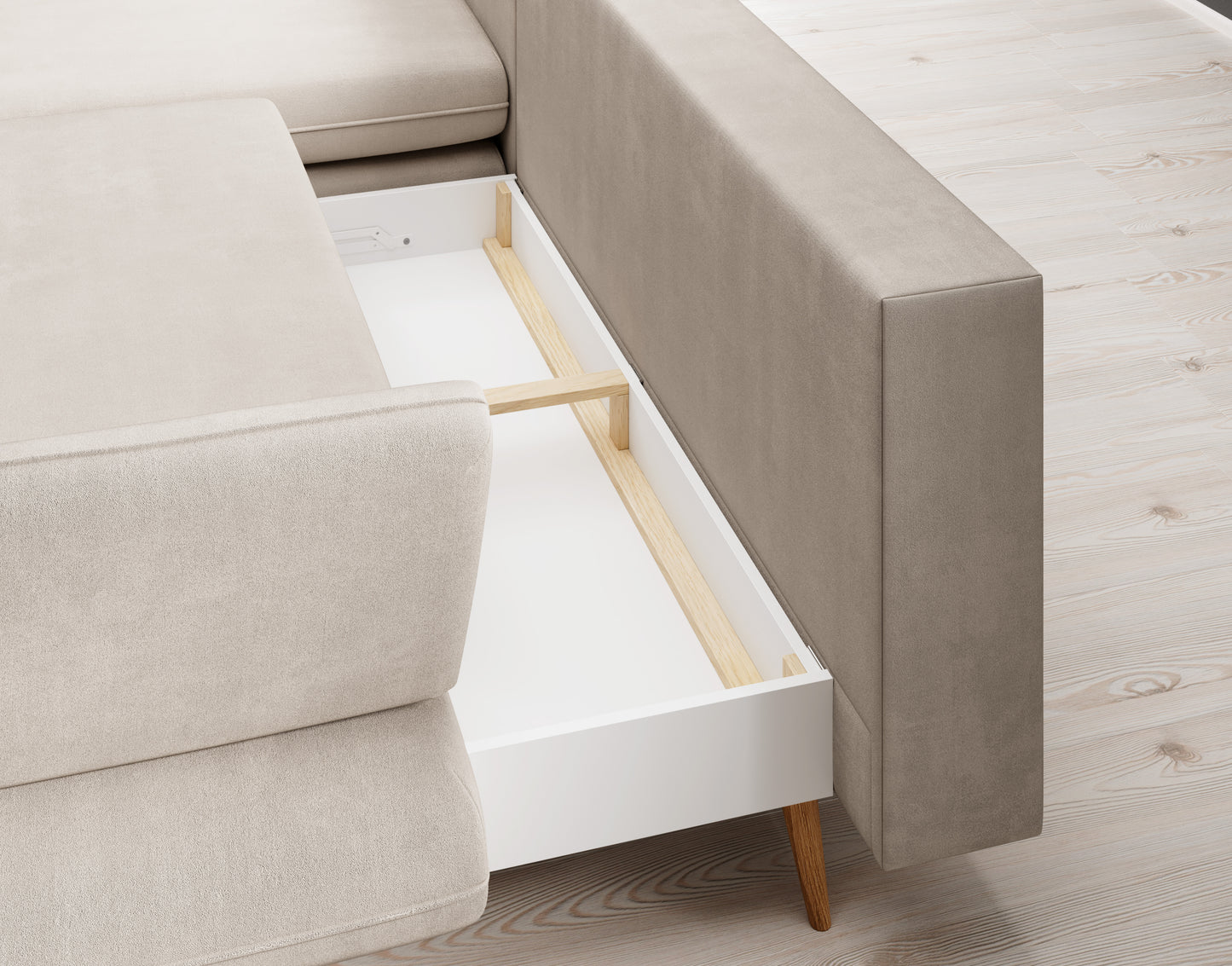Montes - L-Shape Corner Sofa Bed with Sleeping Function Storage Various Colour > Width 283 cm <