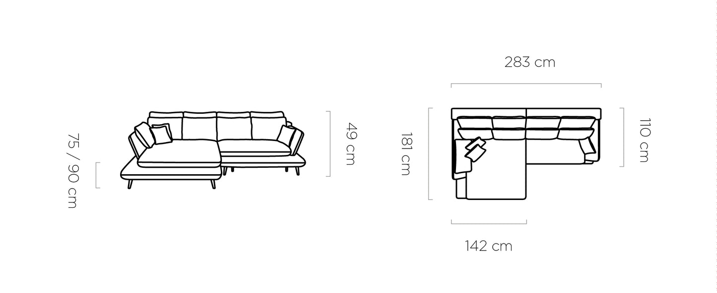 Montes - L-Shape Corner Sofa Bed with Sleeping Function Storage Various Colour > Width 283 cm <