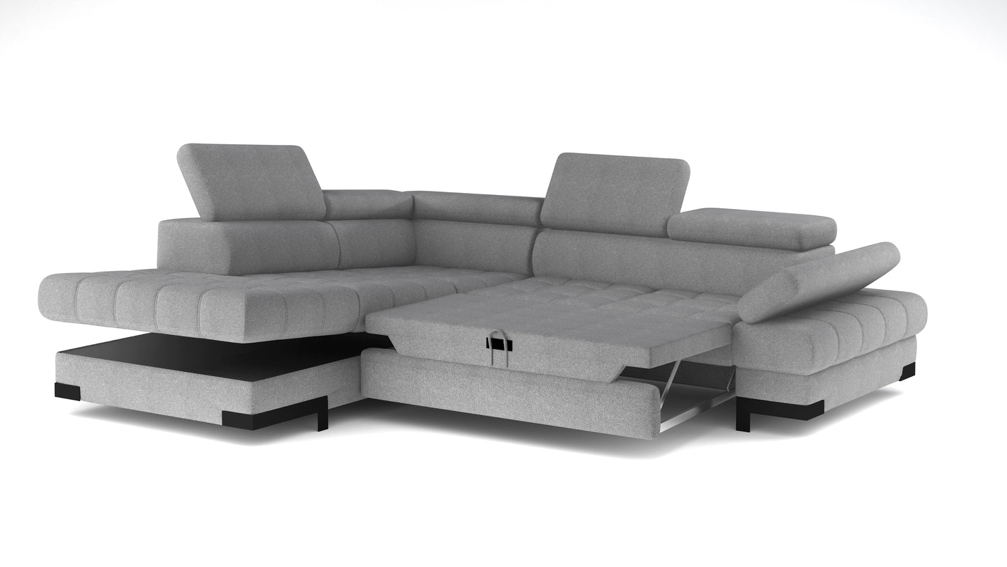 Sevilla - L-Shape Corner Sofa Bed with Sleeping Function Storage Various Colour > Width 263 cm <