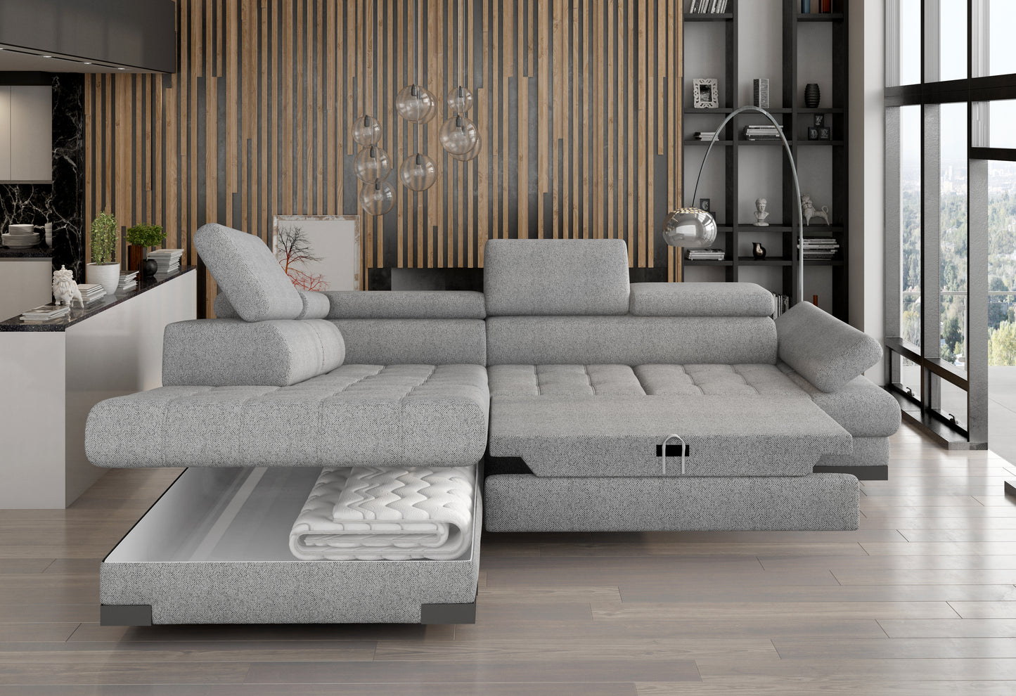 Sevilla - L-Shape Corner Sofa Bed with Sleeping Function Storage Various Colour > Width 263 cm <