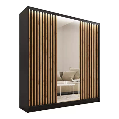 Tanyaro with Mirror - 3 sliding Doors Wardrobe With Drawers Shelves 2 Rail Various Colour width 180 cm