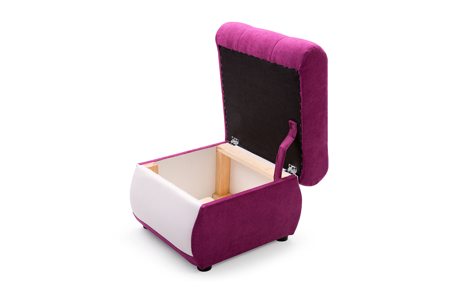 NINA SOFA with PUFF, SLEEPING FUNCTION, STORAGE SPACE, VINE COLOUR with WHITE FAUX INSERT, VELVET LIKE - FAST DELIVERY >235 x 110 cm<