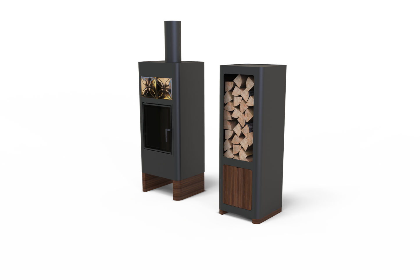 LUNA + BOX Freestanding Fireplace - Minimalist Form and High Efficiency, 2 Colours
