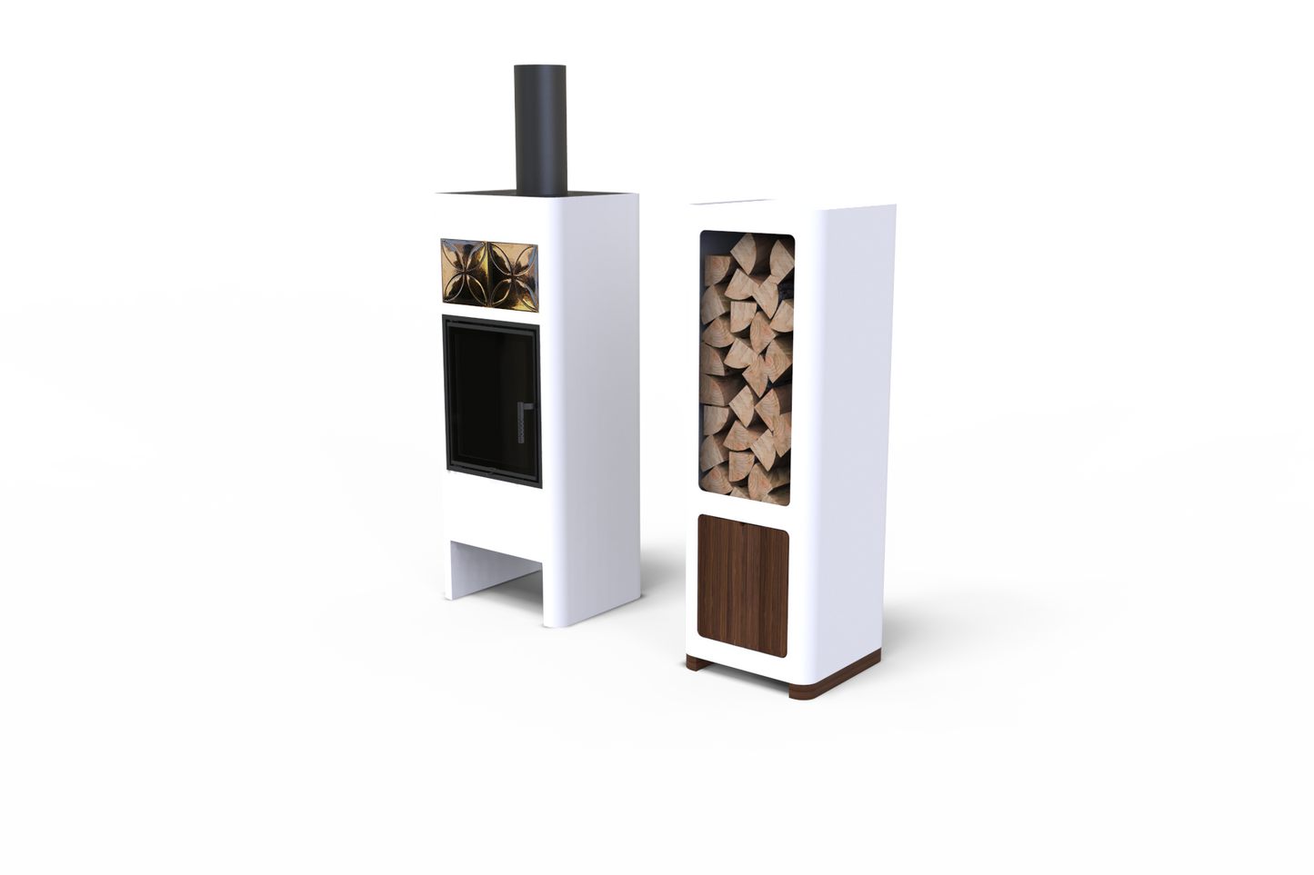 LUNA + BOX Freestanding Fireplace - Minimalist Form and High Efficiency, 2 Colours