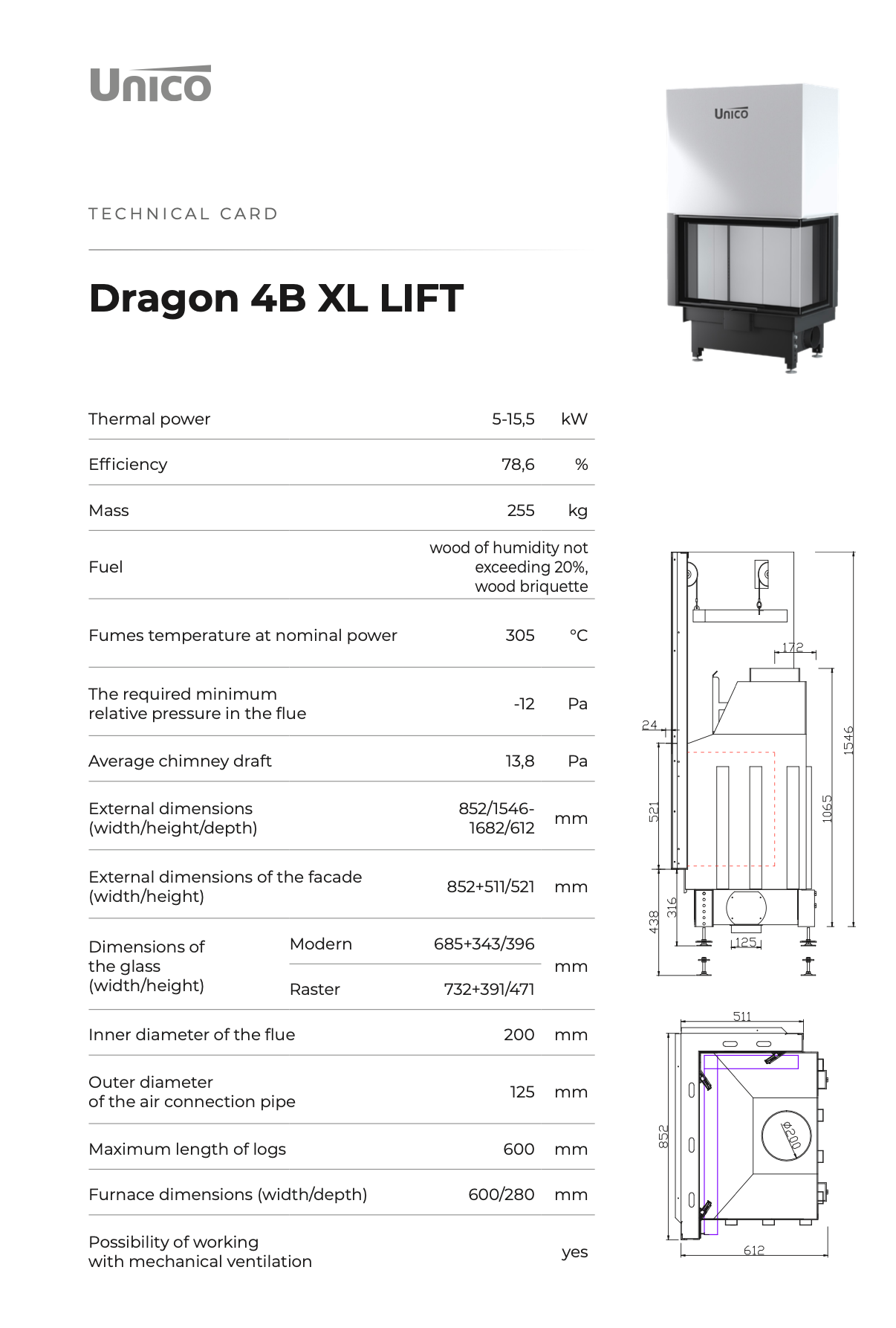 DRAGON 4B XL - Fireplace Insert Anti-Smog Ecofriendly Modern Steel