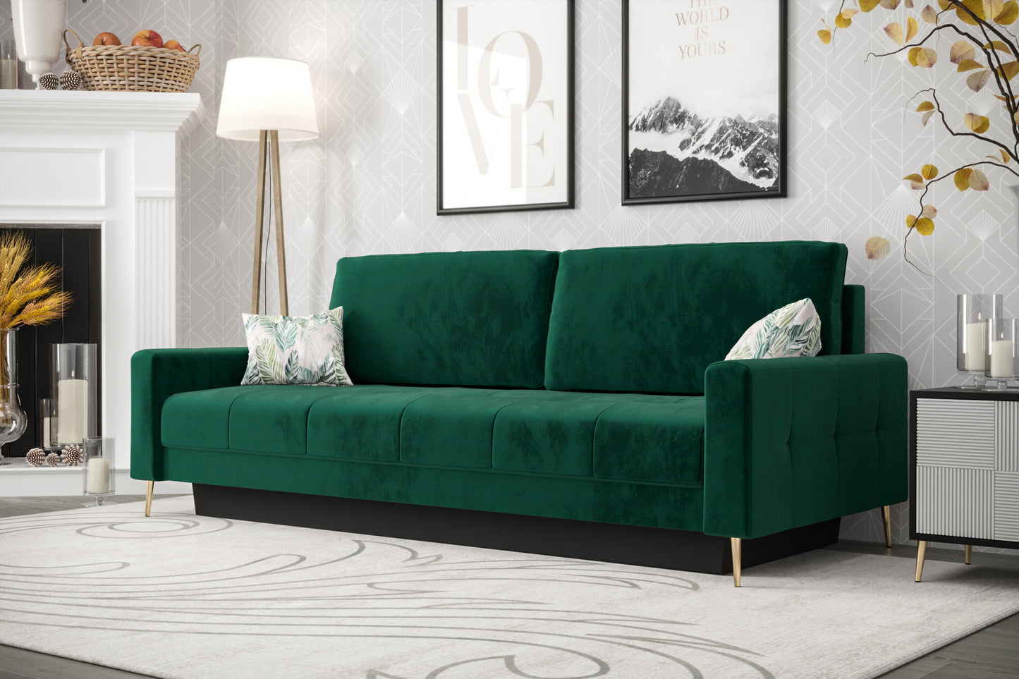 PIANO DL - 2 Seater Sofa with Sleeping Function, Various Colours, Modern Looking >225cm<
