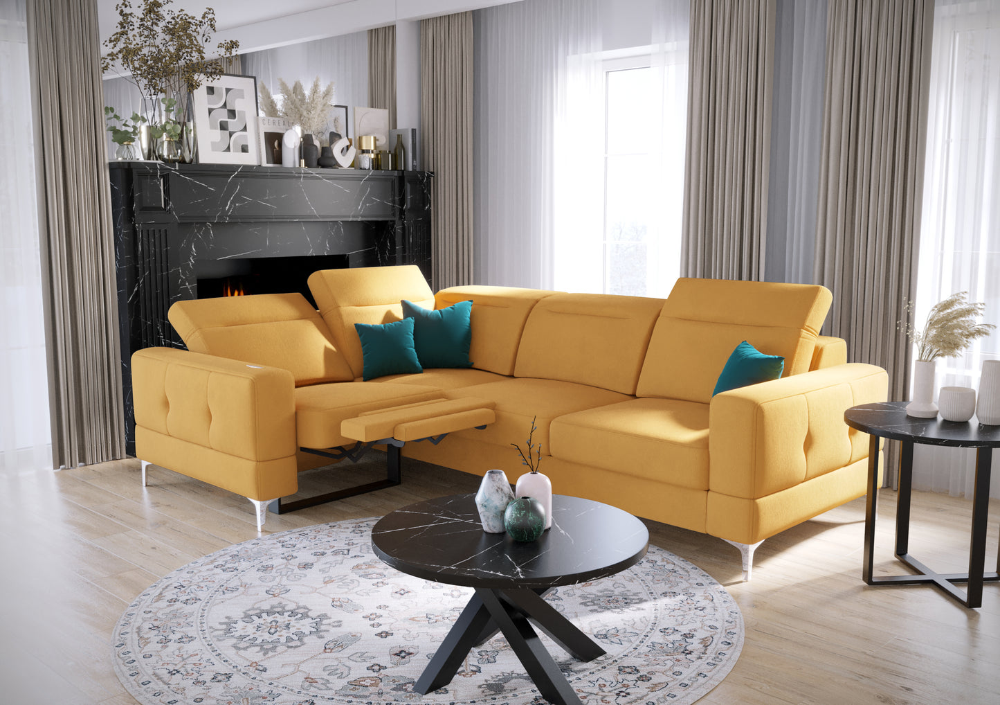 MALIBU RELAX - Corner Sofa with Sleeping Function, RELAX mode, Various Colours, Left or Right Corner Position >250 x 185cm<