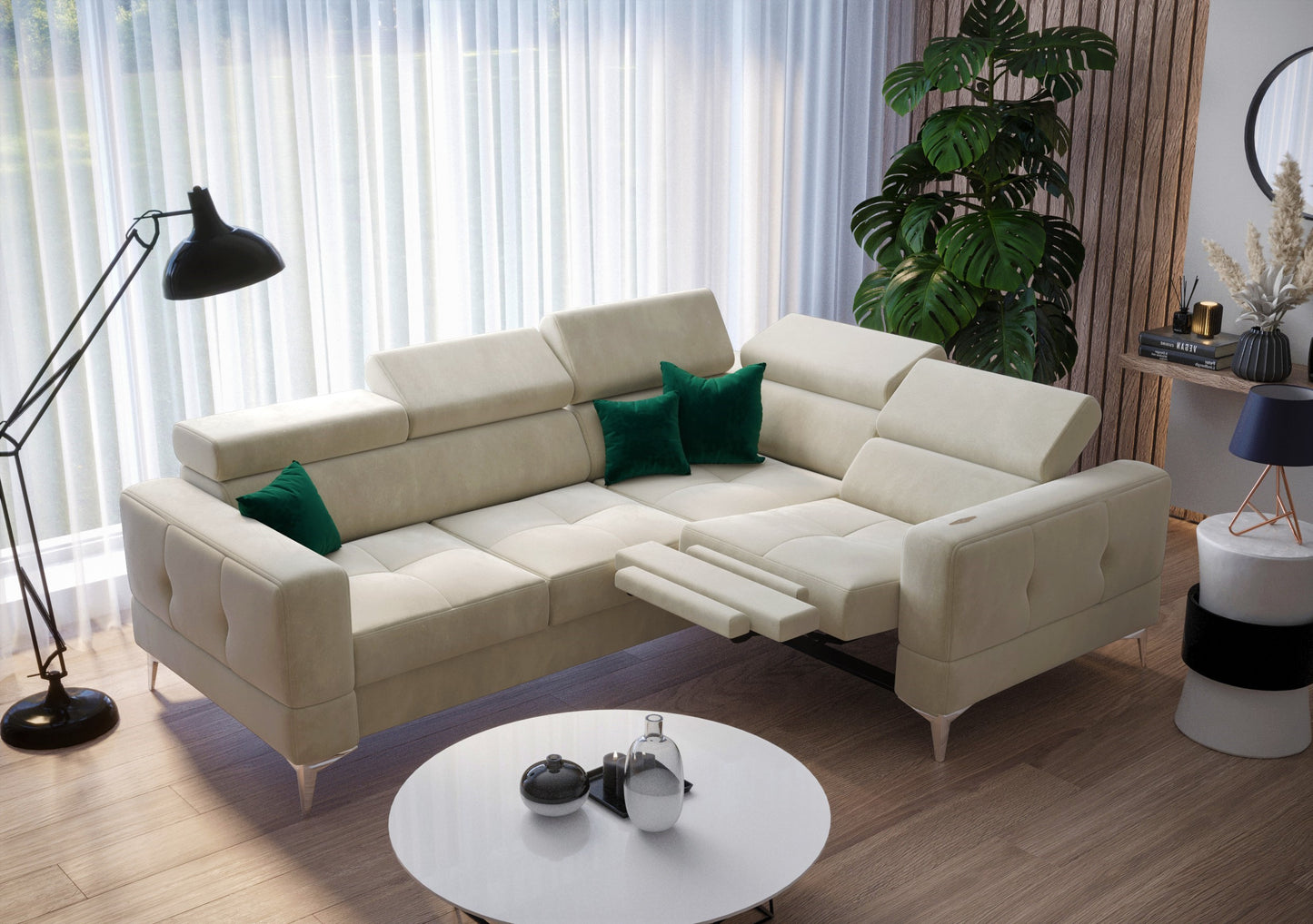 TOSCANA RELAX - Corner Sofa Relax with Sleeping Function, Various Colours, Left or Right , 2 Colour Legs >250 x 185cm<