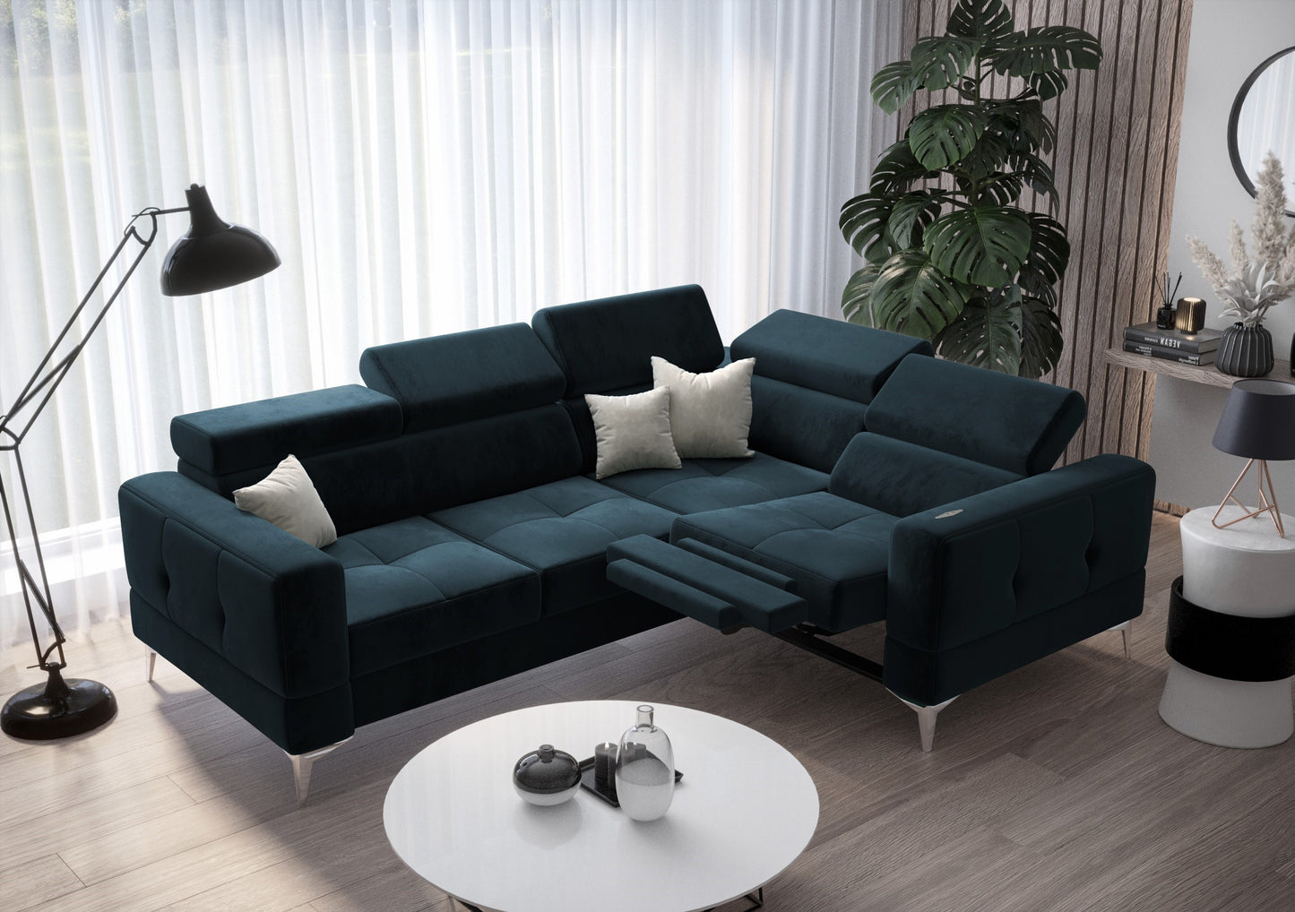 TOSCANA RELAX - Corner Sofa Relax with Sleeping Function, Various Colours, Left or Right , 2 Colour Legs >250 x 185cm<