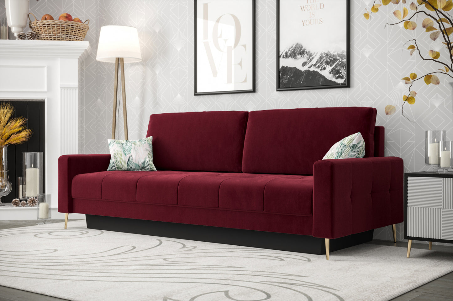 PIANO DL - 2 Seater Sofa with Sleeping Function, Various Colours, Modern Looking >225cm<